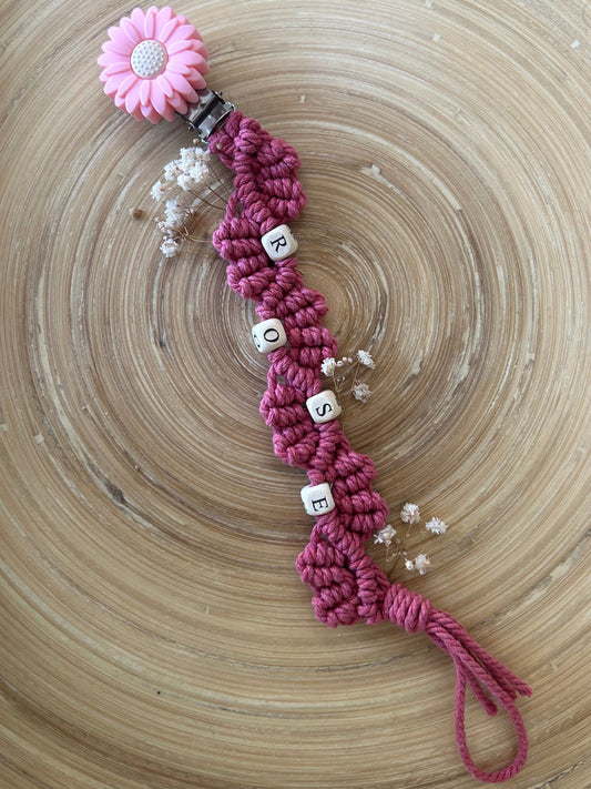 Attache Tétine Macramé - ROSE